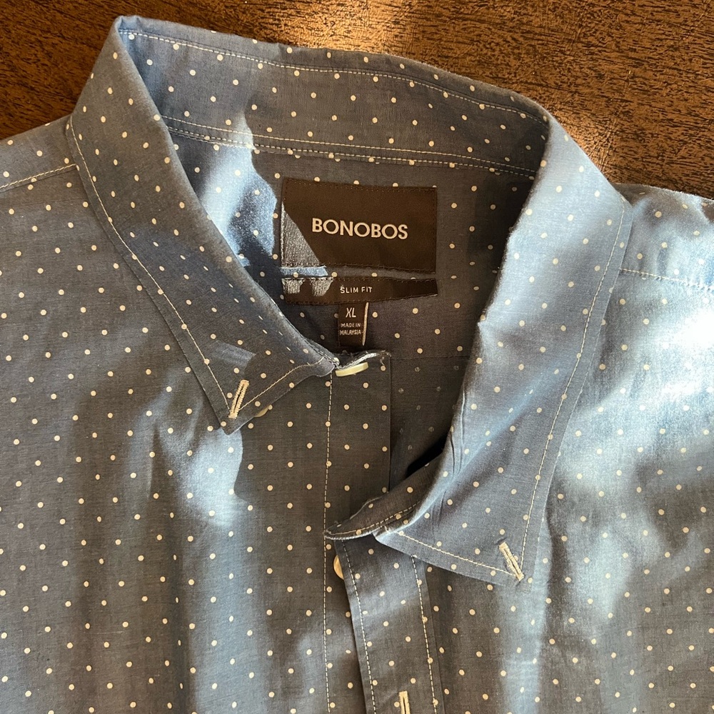 Bonobos Blue Polka Dot Dress Shirt